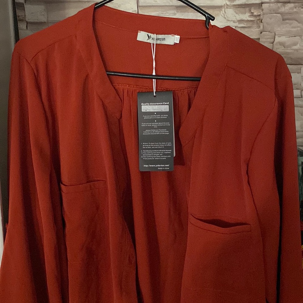 Burnt orange button down blouse